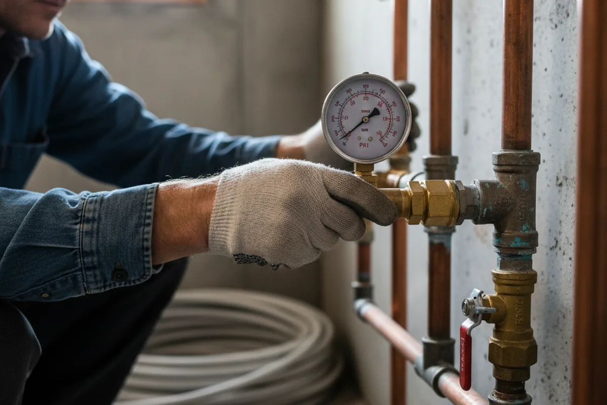 Pressure testing a repaired line during Water Line Repair in Hamersville